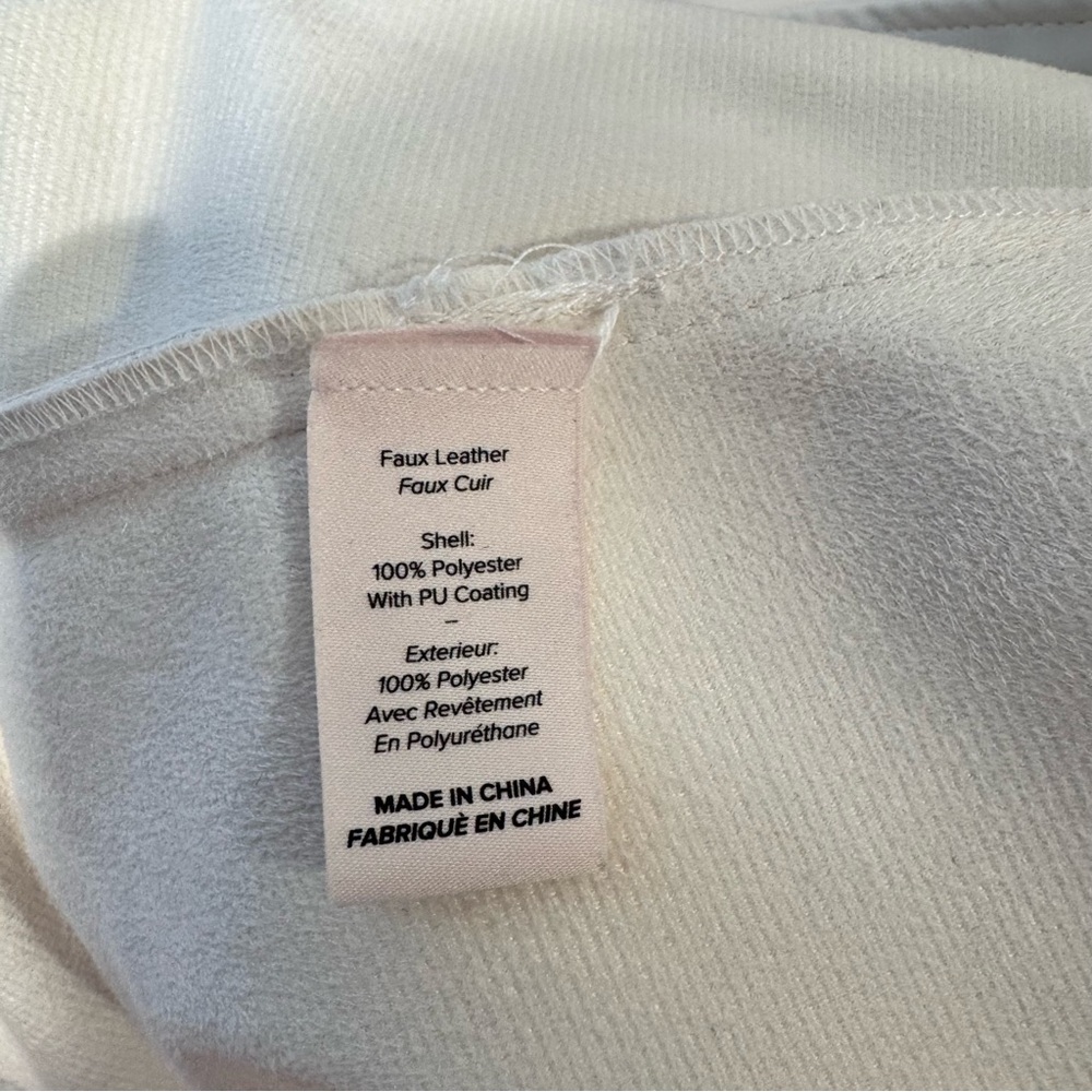 EUC Cinq a sept ivory shortsleeved faux off shoulder leather jacket size 10 - Picture 6 of 9